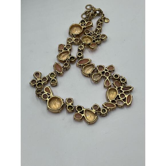 J. Crew Asymmetrical Statement Crystal Necklace Metallic Pink MultiColor - Picture 13 of 16